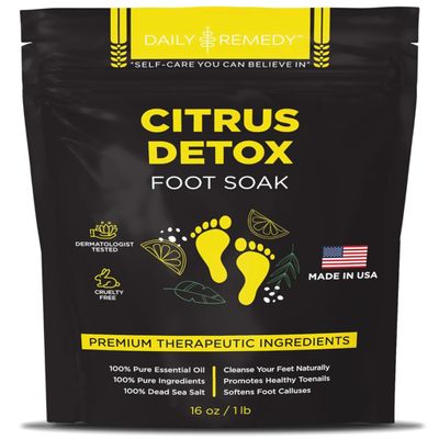 Citrus Detox Foot Soak with Epsom Salt - for Foot Callus, Immune Boost, Damaged Toenail, Athletes Foot, Pedicure and Soothes Tired Feet - Made in USA