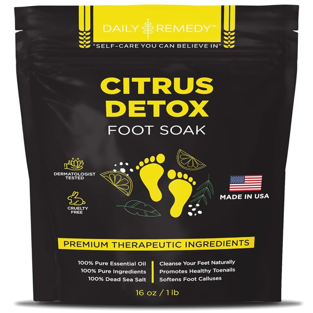 Citrus Detox Foot Soak with Epsom Salt - for Foot Callus, Immune Boost, Damaged Toenail, Athletes Foot, Pedicure and Soothes Tired Feet - Made in USA