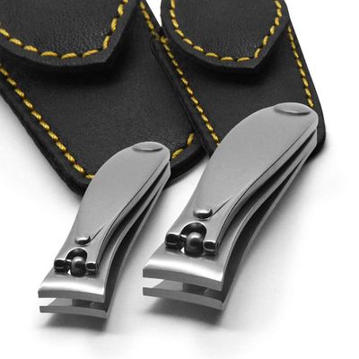 GERMANIKURE Professional Nail Clipper Set - Fingernail Clipper & Toenail Clipper with Leather Cases - Ethically Made in Solingen Germany - FINOX Surgical Stainless Steel Manicure and Pedicure Tools