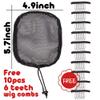 5 Pcs Hair Net for Making Afro Puff Drawstring Ponytail And Afro Hair Bun - Black Glueless Ponytail Wig Net with 10 Pcs Wig Combs - Adjustable Strap Afro Hair Bun Weaving Net For Women (S/Square) view 2