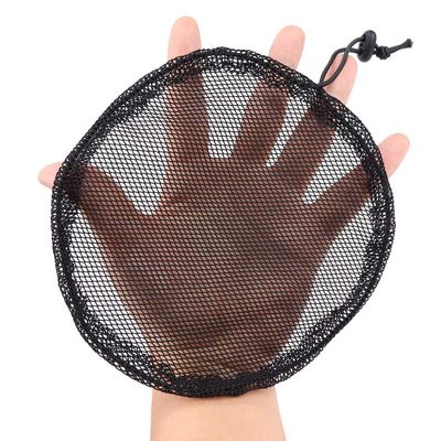 5 Pcs Hair Net for Making Afro Puff Drawstring Ponytail And Afro Hair Bun - Black Glueless Ponytail Wig Net with 10 Pcs Wig Combs - Adjustable Strap Afro Hair Bun Weaving Net For Women (L/Round)
