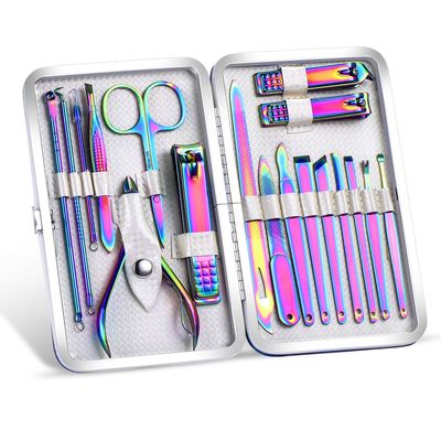 Rainbow Manicure Kits 18 Pcs Nail Clippers for Women Gift SFYDOM Women's Rainbow Leather Manicure Set (18-RainbowManicure Kits)