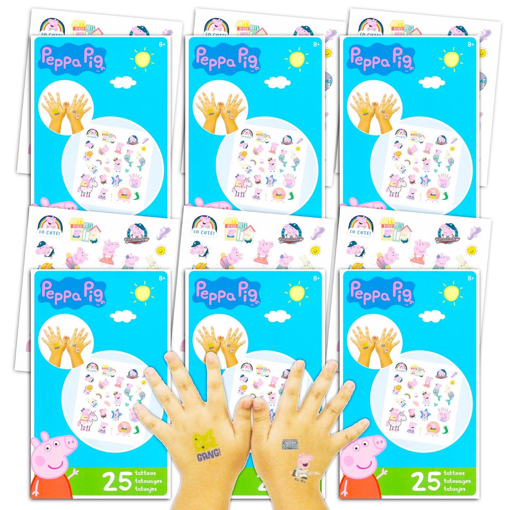 Peppa Pig Tattoos Party Favors Bundle ~ 150 Peppa Pig Temporary Tattoos, 6 Sheets (Peppa Pig BIrthday Party Supplies)