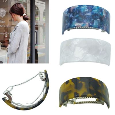 3PCS Fashion Acrylic Hair Barrettes Ponytail Holders Barrettes Retro Large Hair Barrettes Simple Automatic Hair Clip French Clip Barrettes for Women Ladies
