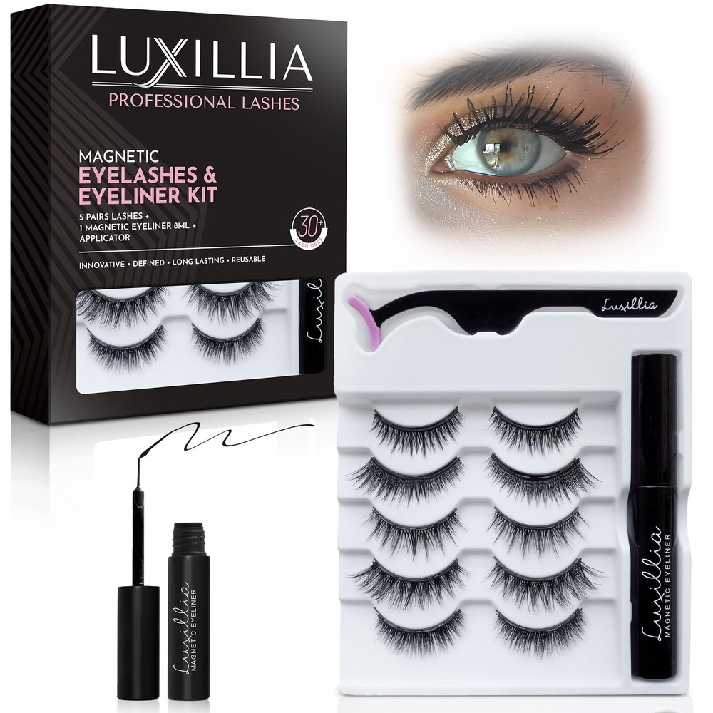 Luxillia Magnetic Eyelashes with Applicator Kit - 7 Set Natural Eye Lashes