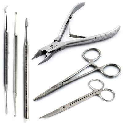 6Pcs Chiropody Podiatry Tools Kit Curette Nail Lifter Toenail Pedicure Ingrown Cutter Nipper Scissors