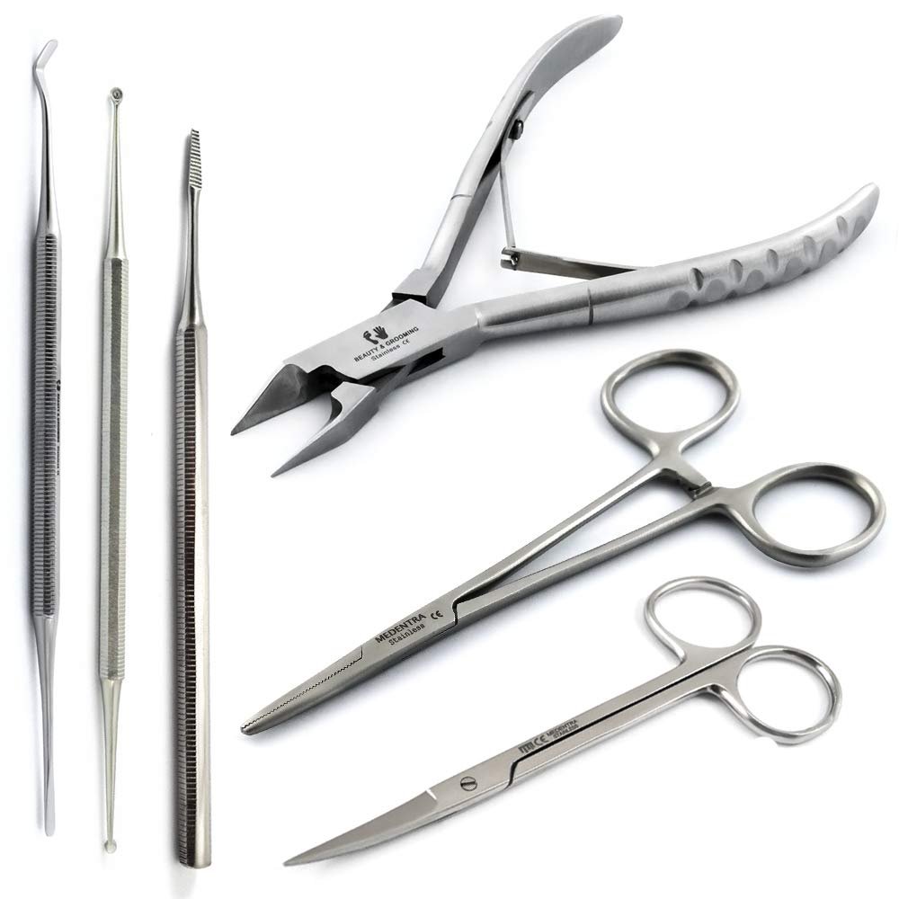 6Pcs Chiropody Podiatry Tools Kit Curette Nail Lifter Toenail Pedicure Ingrown Cutter Nipper Scissors