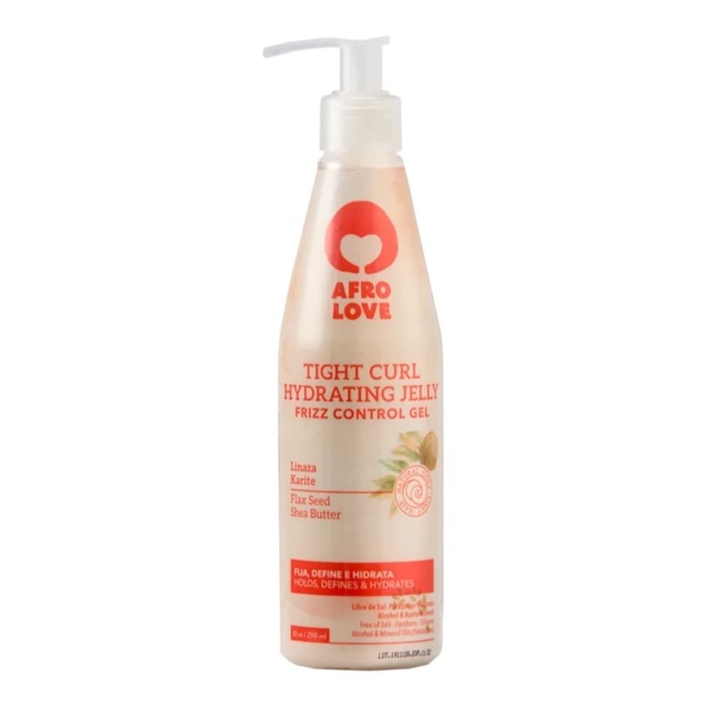 Afro Love Tight Curl Hydrating Jelly, Frizz Control Gel with Flax Seed & Shea Butter 10oz, Defines, Hydrates & Adds Shine for Tight Curls, No Residue, Non-Sticky, Moisturizing for Curly & Coily Hair