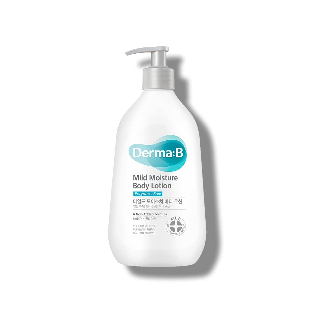Derma B | Mild Moisture Body Lotion | Body Moisturizer for Sensitive Skin | Body Lotion for Extremely Dry Skin | Non-Irritating | Unscented Fast-Absorbing Cream | Korean Skincare | 13.5 fl oz (400ml)