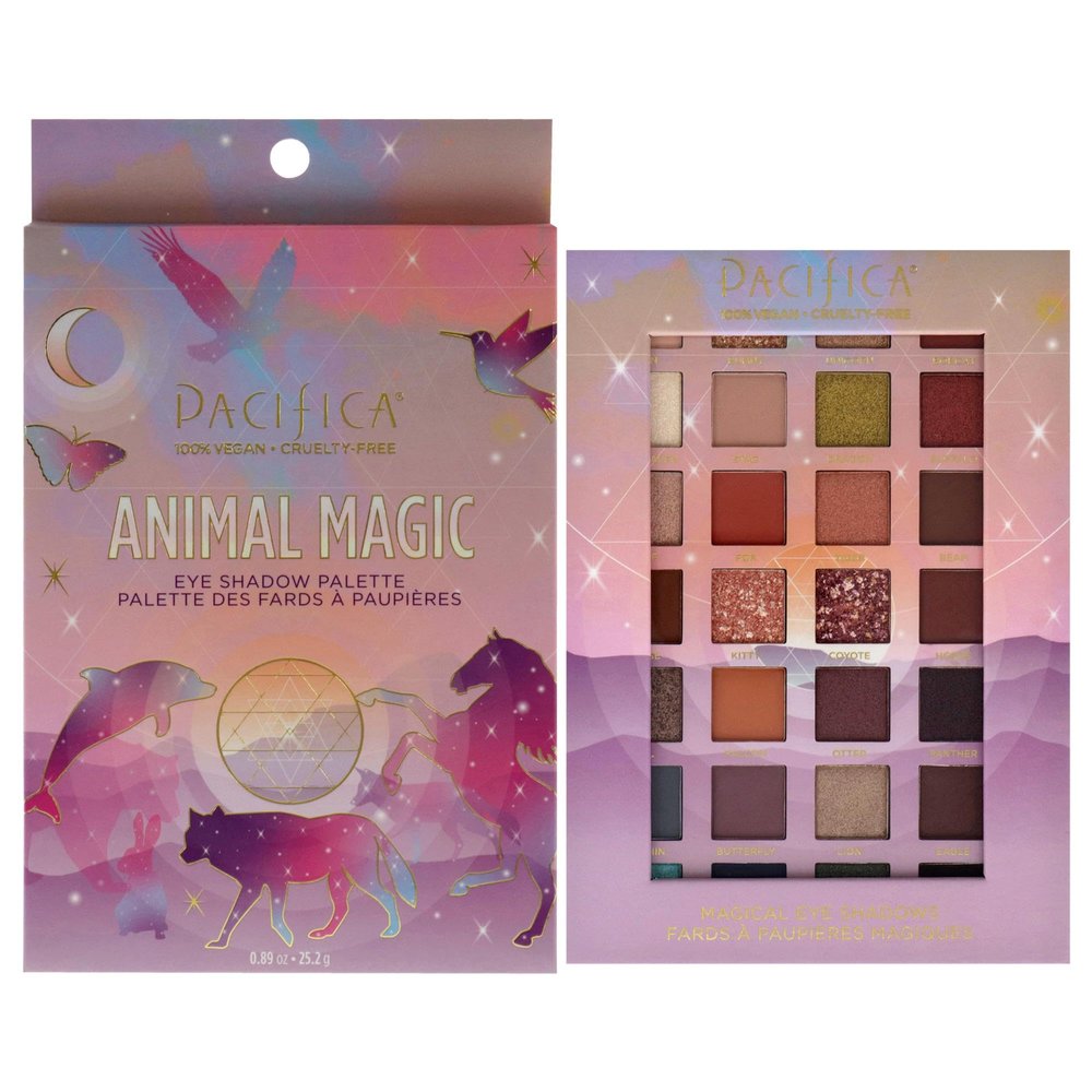 Pacifica Eyeshadow Palette Animal Magic with Colorful Blendable Shades, Highly Pigmented Mineral Eyeshadow, Talc-Free, Vegan & Cruelty-Free, 0.89 oz (28 Shades)