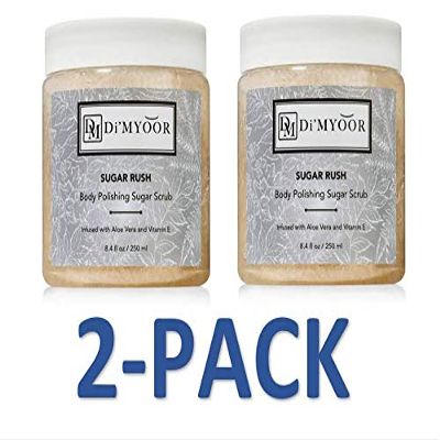 2 - Pack SUGAR RUSH Body Polishing Sugar Scrub by Di'Myoor - Organic Anti Aging Skin Humectant with Aloe Vera and Vitamin E - Exfoliating, Nourishing and Protection Cream
