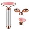 3-IN-1 Electric Jade Roller 3D Roller Facial Roller & Face Massager, Rose Quartz view 2