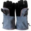 Heat Resistant Gloves High Temperature Gloves Grill BBQ Gloves Leather Glove with Long Sleeve for Men Women (Gray) view 2