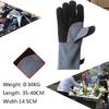 Heat Resistant Gloves High Temperature Gloves Grill BBQ Gloves Leather Glove with Long Sleeve for Men Women (Gray) view 4