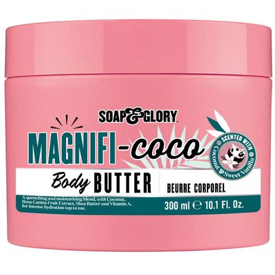 Soap & Glory Magnifi-Coco Body Butter - Coconut Body Moisturizer with Vitamin A, Shea Butter & Rose Canina Fruit Oils - Rich Moisturizing Cream for Dehydrated Skin (300ml)