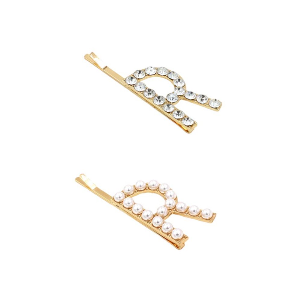 2pcs Bridal Rhinestone Bobby Wedding Hair Clips Letter Hair Rhinestone Word Gold Bobby Clips Pearl Tiara Pearl Pin Pins Bride South Korea