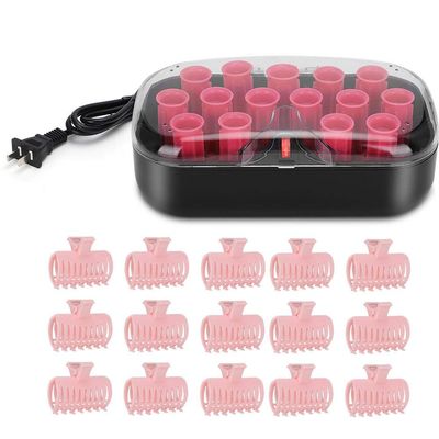15 PCS Electric Hair Perm Rods, 30mm with Hair Clips - Clamp Hairdressing Styling Tool for Salon Barber Home - 110-220V