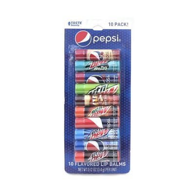 10 Pepsi & Mountain Dew Flavored Lip Balms! Tastes just Like Your Favorite Flavors Including Pepsi, Mountain Dew, Mountain Dew Code Red, Cherry Vanilla Pepsi and Many More!