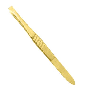 AAProTools 3 1/2" Gold Tipped, Surgi Grade, Stainless Steel Tweezers (Straight) - Flawless Eyebrow and Facial Hair Shaping and Removal for Men/Women