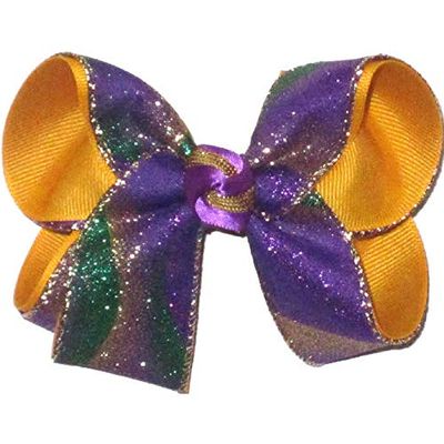 Rainbows By Paulette HL-169M Medium Mardi Gras Mardi Gras Purple Green and Gold Glitter over Yellow Gold