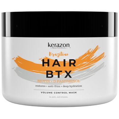 KERAZON Brazilian Hair BTX Treatment Mask 8oz 236ml provides repair for damaged, dry, smoothing, deep conditioning and hydration, nutrition, shine, softness, volume control and smoothness.