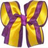 Rainbows By Paulette OV-1514L Large Geaux Tigers Purple and Yellow Gold Stripes Hair Bow view 1