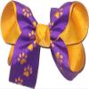 Rainbows By Paulette OV-2812M Medium Geaux Tigers Purple with Die Cut Tiger Paws over Yellow Gold Hair Bow view 1