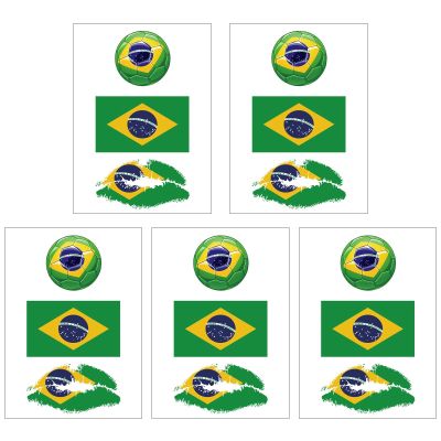 CARGEN National Flag Temporary Tattoos - 5 Sheets 3 Patterns Brazil Flag Tattoos for Brazilian Football Match World Cup Ball Game Great on Arm Face Shoulder for Kids Adults Party Festival