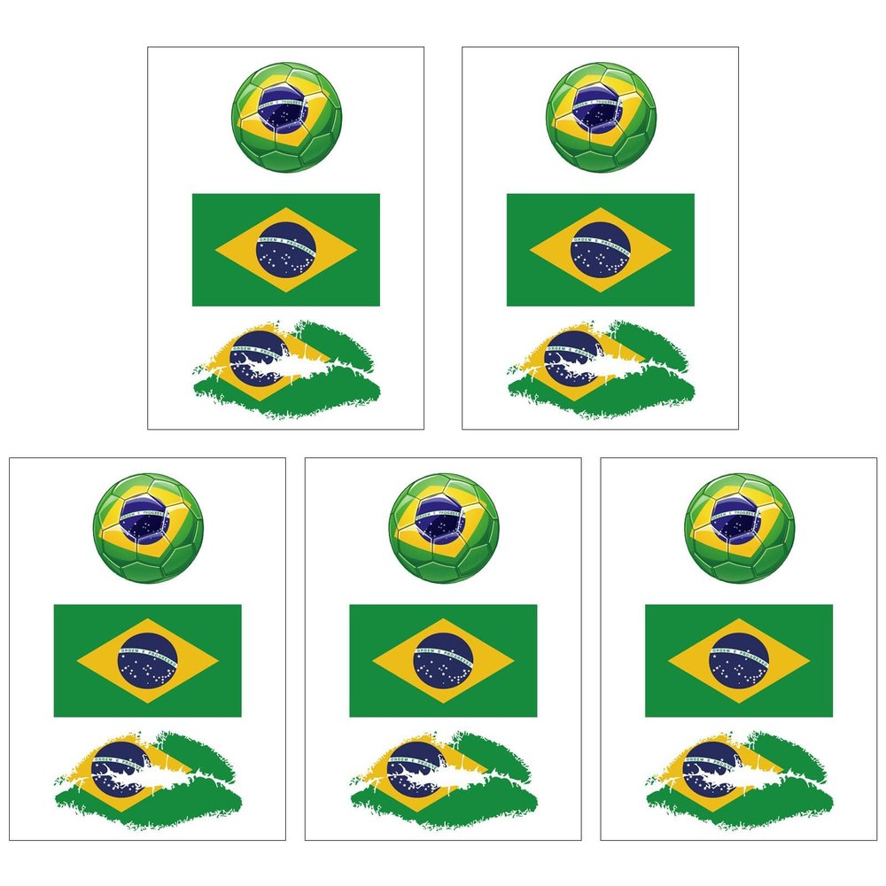 CARGEN National Flag Temporary Tattoos - 5 Sheets 3 Patterns Brazil Flag Tattoos for Brazilian Football Match World Cup Ball Game Great on Arm Face Shoulder for Kids Adults Party Festival