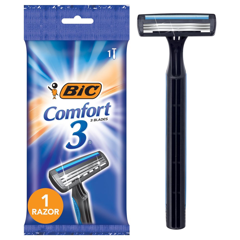 BIC Comfort 3 Disposable Razors, Long-Lasting 3-Blade Razors for Men, Perfect razors Designed for Smooth and Comfortable Shave, 1-Count
