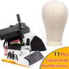 11 PCS Wig Making Kit Canvas Block Head With Stand Mannequin Head Diy Dome Wig Cap Combs Needles T Pins Thread Clamp23 Inch Head tools view 2