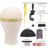 11 PCS Wig Making Kit Canvas Block Head With Stand Mannequin Head Diy Dome Wig Cap Combs Needles T Pins Thread Clamp24 Inch Head tools view 4