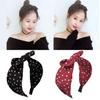 2 PCS Dot Bow Style Tie Headband Hair Hoop Fashion Fabric Covered Rabbit Ears Hair Band for Women Knot Wide Headbands (Black + Red) view 1
