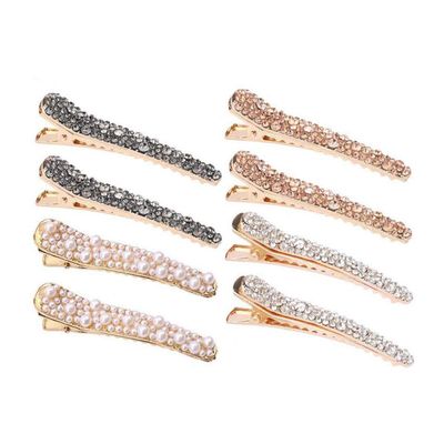8 Pcs Shiny Rhinestone Crystal Duckbill Clip Imitation Pearls Alligator Clips Hair Clips Hairpins Styling Tools Accessories for Women