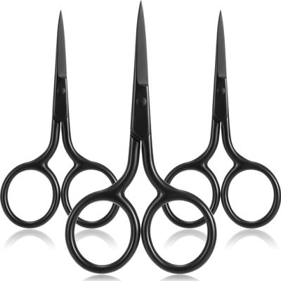 Mudder 3 Pack Small Nose Scissors Facial Hair Trimming Mini Beauty Stainless Steel Grooming Pointed Scissor for Grooming Eyebrows, Nose, Mustache, Beard