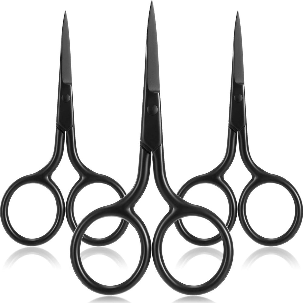 Mudder 3 Pack Small Nose Scissors Facial Hair Trimming Mini Beauty Stainless Steel Grooming Pointed Scissor for Grooming Eyebrows, Nose, Mustache, Beard