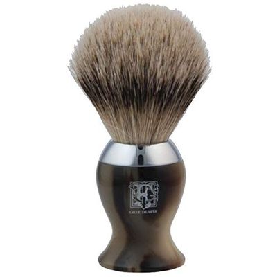 Geo. F. Trumper IB Range Shaving Brush with Best Badger Hair Simulated Horn and Chrome
