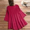 Aniywn Women Round Neck Lace Up Lace Patchwork Flare Pullover Top Casual Plus Size 3/4 Sleeve Floral Printed T-Shirt view 3