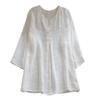 Aniywn Women Round Neck Lace Up Lace Patchwork Flare Pullover Top Casual Plus Size 3/4 Sleeve Floral Printed T-Shirt Z-White view 1