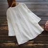 Aniywn Women Round Neck Lace Up Lace Patchwork Flare Pullover Top Casual Plus Size 3/4 Sleeve Floral Printed T-Shirt Z-White view 2