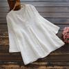 Aniywn Women Round Neck Lace Up Lace Patchwork Flare Pullover Top Casual Plus Size 3/4 Sleeve Floral Printed T-Shirt Z-White view 3