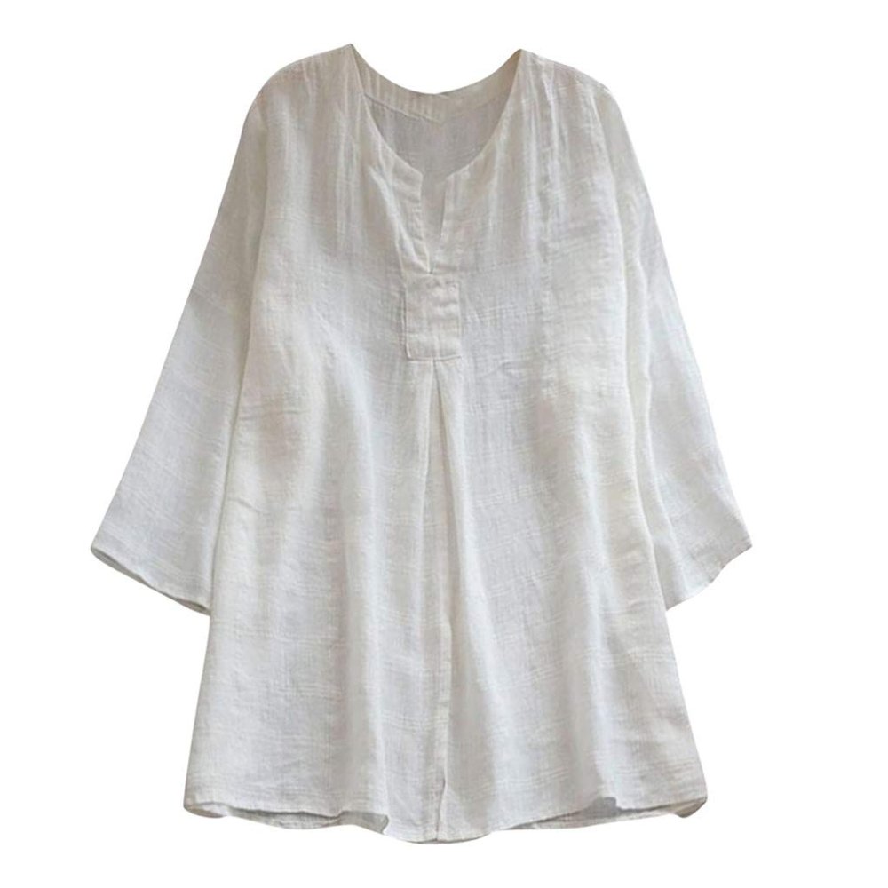 Aniywn Women Round Neck Lace Up Lace Patchwork Flare Pullover Top Casual Plus Size 3/4 Sleeve Floral Printed T-Shirt Z-White