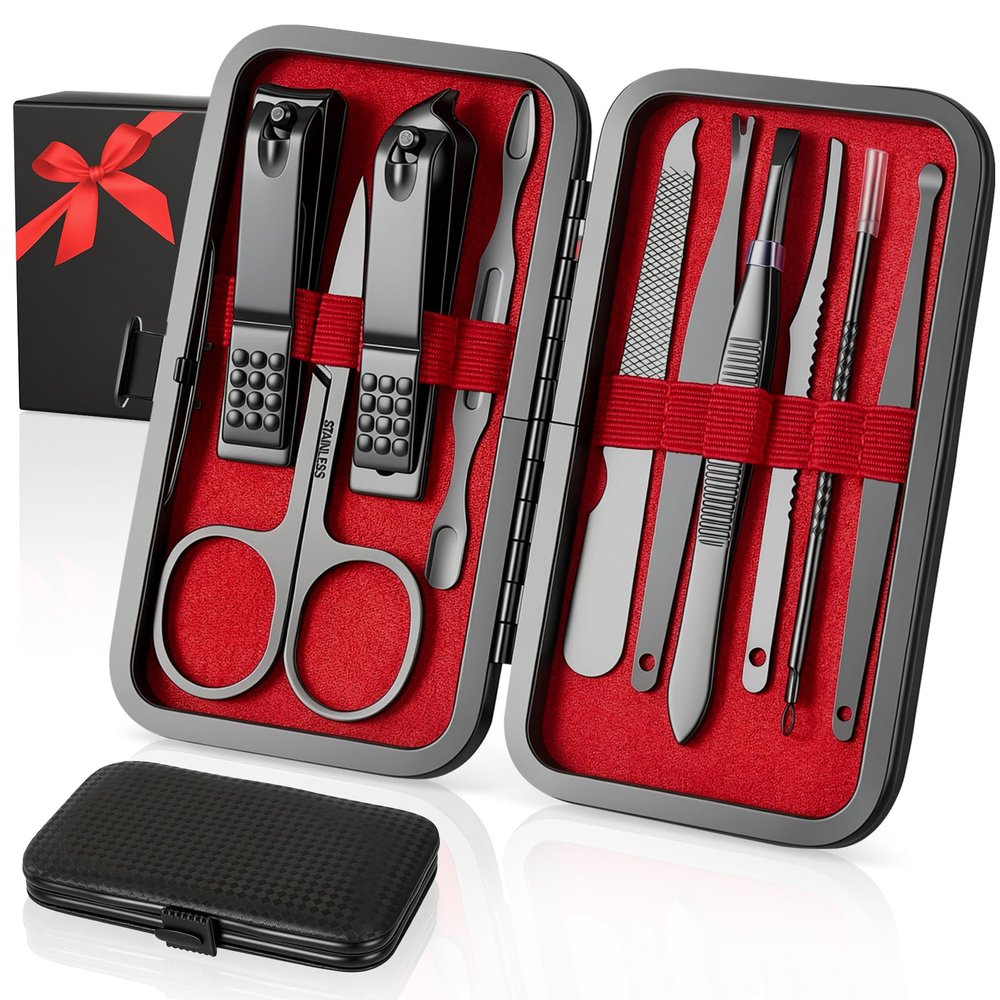 OKOMER Manicure Set for Men, 10-Piece Nail Clippers Set, Gifts for Men