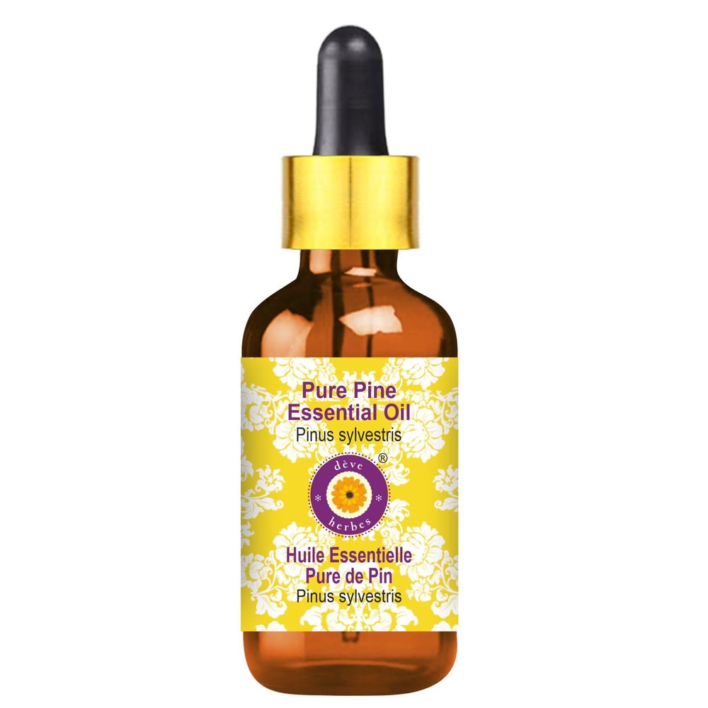 Deve Herbes Pure Pine Essential Oil (Pinus sylvestris) with Glass Dropper Steam Distilled 100ml (3.38 oz)