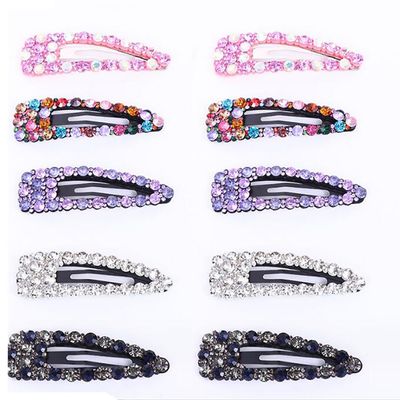 10 Pcs Fashion Rhinestone Snap Hair Clips Metal Alloy BB Clip Side Clip Hair Barrettes Hair Pins Styling Tool Accessories for Women (Random Color) (A#)