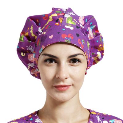 1pc Women's Bouffant Work Cap for Long Hair Ladies - Fuchsia
