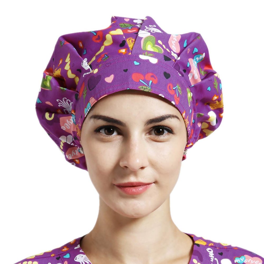 1pc Women's Bouffant Work Cap for Long Hair Ladies - Fuchsia