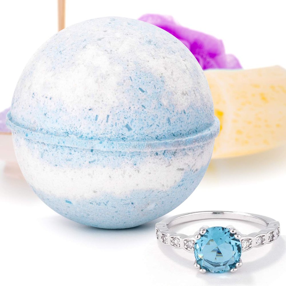 Bauble Bomb's Jewelry Surprise Deluxe X Large 9 oz Bath Bombs Fizzies Made in USA, Cruelty Free! (Cotton Blossom, 6)