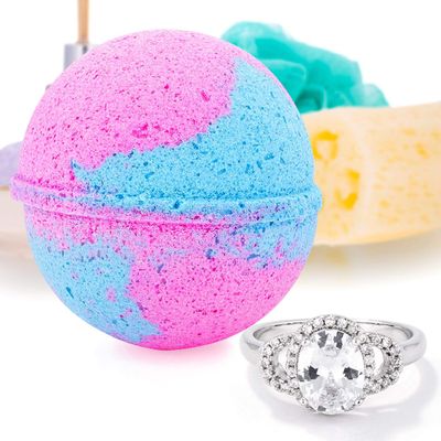 Bauble Bomb's Very Berry Mimosa Jewelry Surprise Deluxe X Large 9 oz Bath Bomb Fizzies Made in USA, Cruelty Free! Ring Size 09