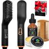 Beard Straightener w/Beard Oil & Balm & Guide E-Book,Upgraded 3 in 1 Hair Straightener Brush Beard Straightening Comb,Unique Stocking Stuffers Gifts for Men Him Dad Husband Birthday Christmas Gifts view 1